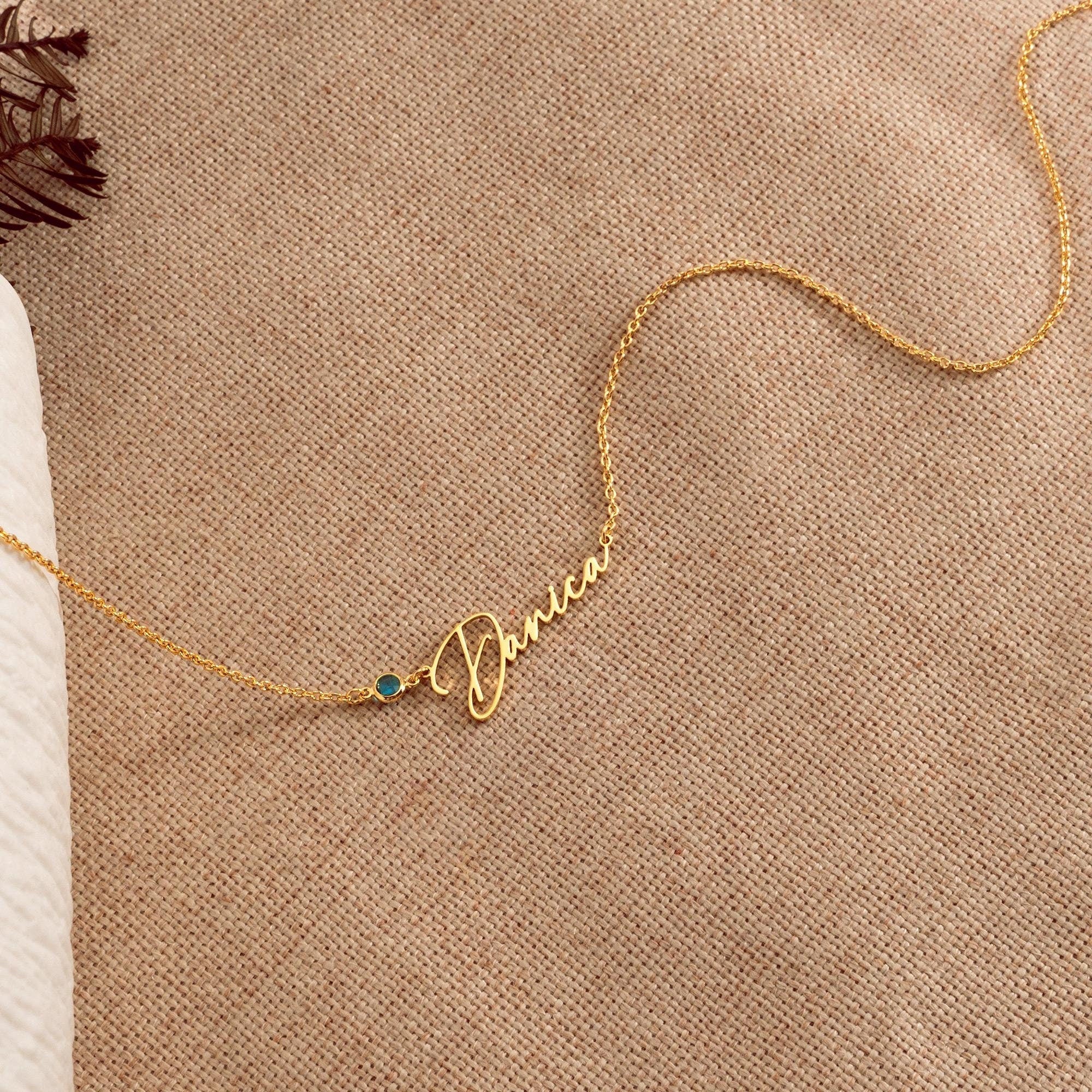 Glima Handmade Birthstone Name Pendant – Wedding & Christmas Gift