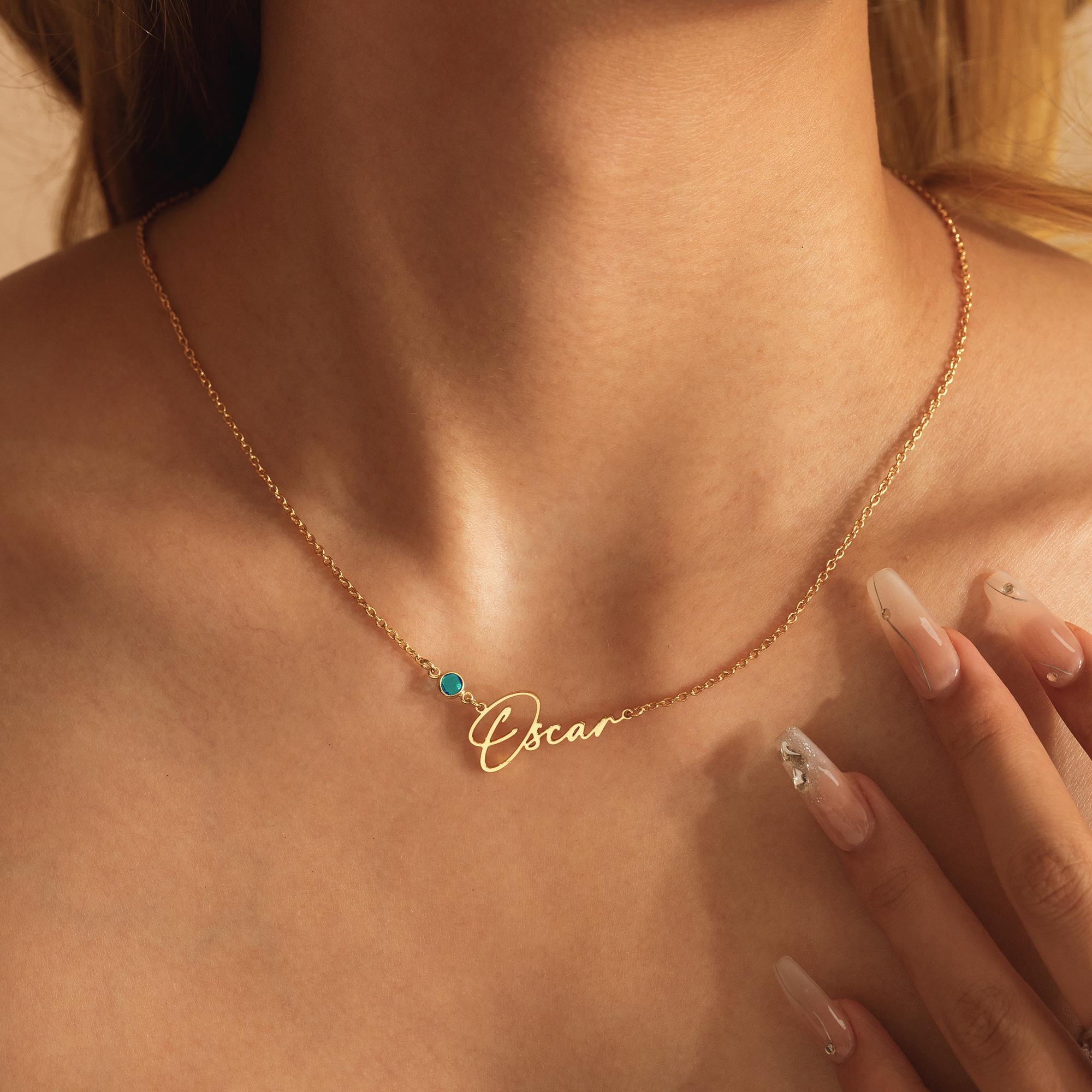 Glima Handmade Birthstone Name Pendant – Wedding & Christmas Gift