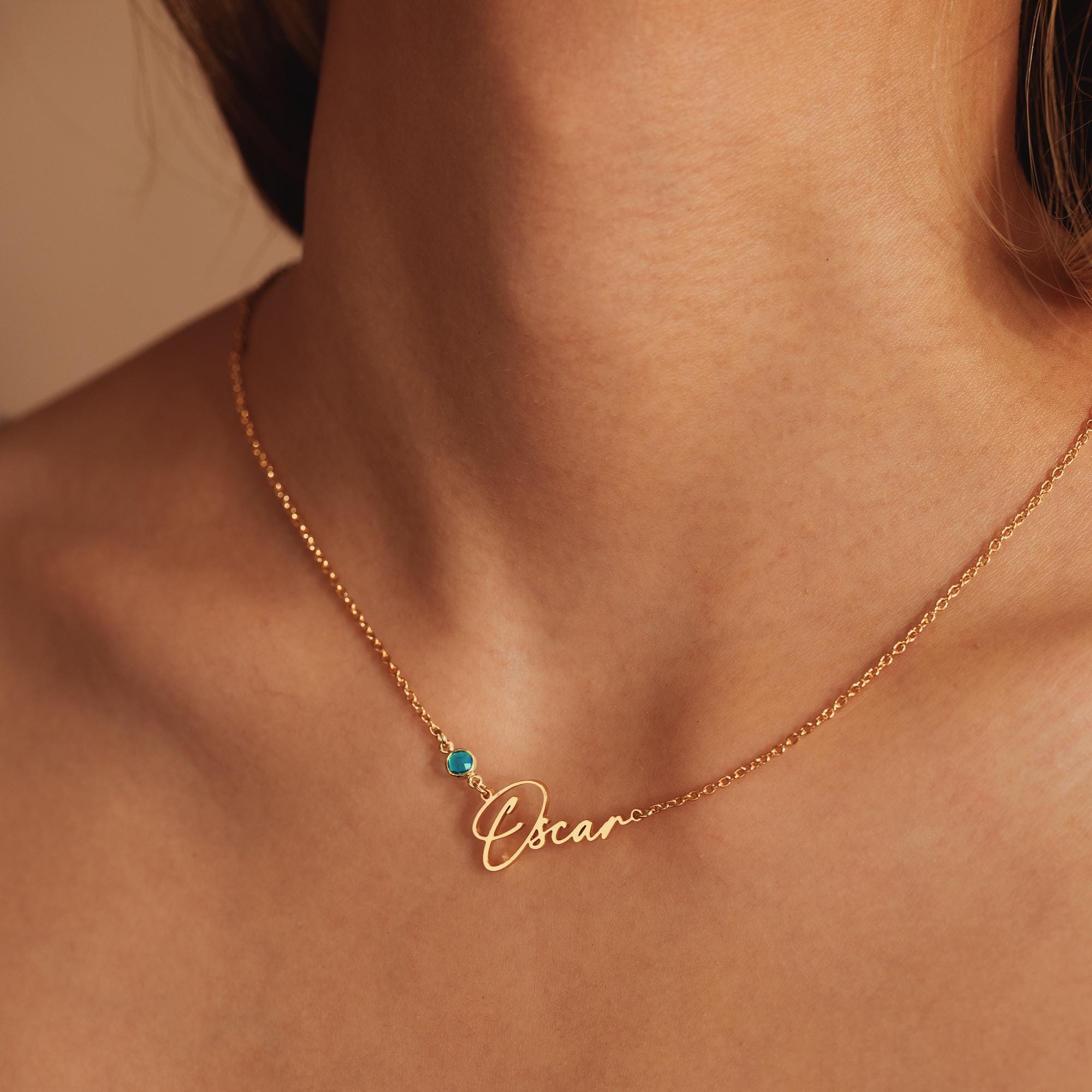 Glima Handmade Birthstone Name Pendant – Wedding & Christmas Gift