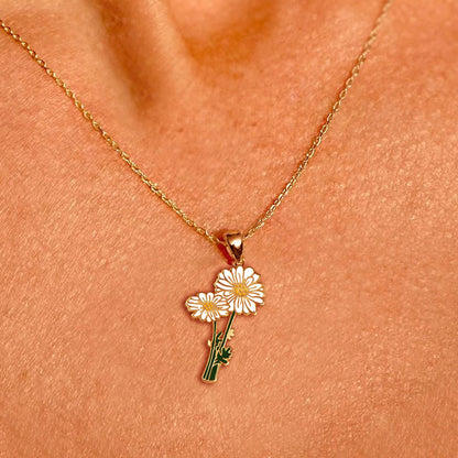Glima Daisy Necklace – Dainty Gold Floral Pendant, April Birth Month Gift