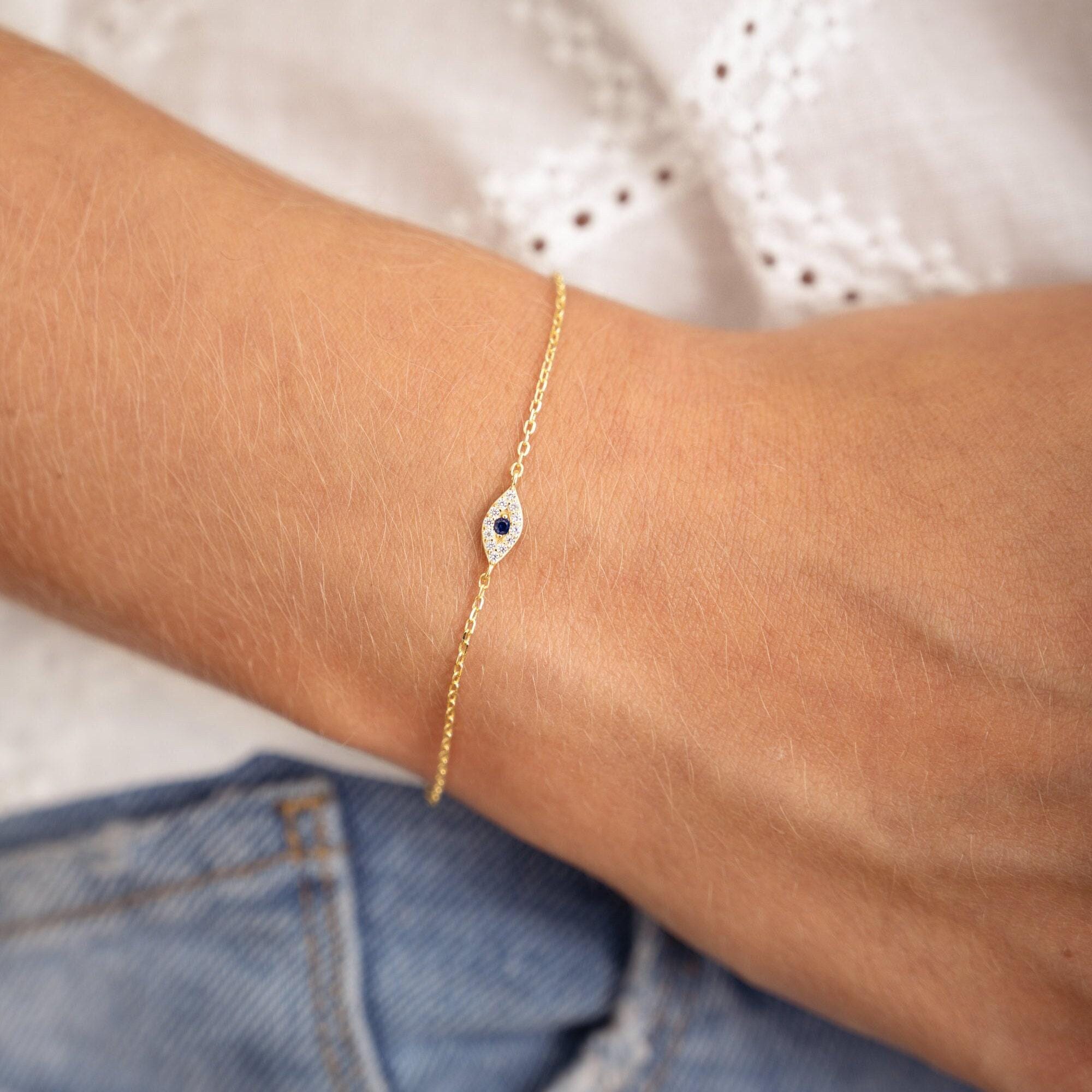 Glima Evil Eye Bracelet – Dainty Adjustable Protection Charm for Her