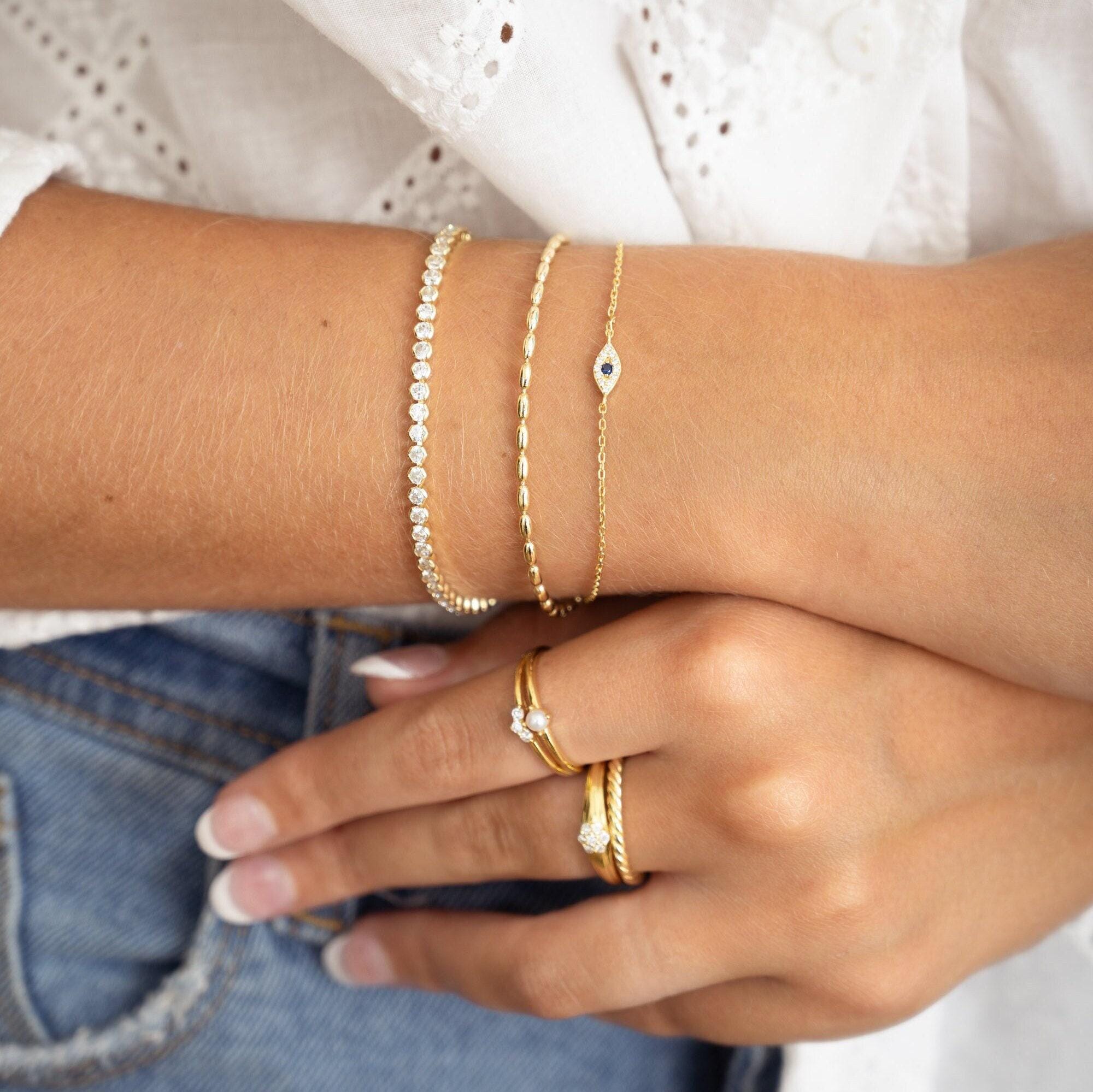 Glima Evil Eye Bracelet – Dainty Adjustable Protection Charm for Her