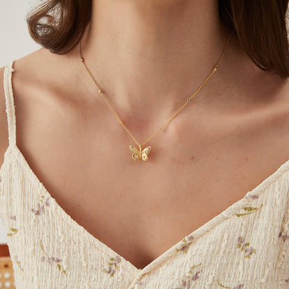 Elegant Butterfly Necklace: Gold Plated, Perfect for Women.