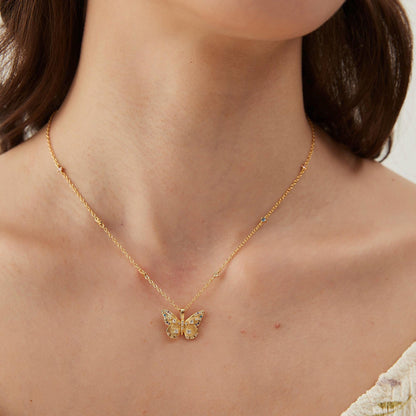 Elegant Butterfly Necklace: Gold Plated, Perfect for Women.