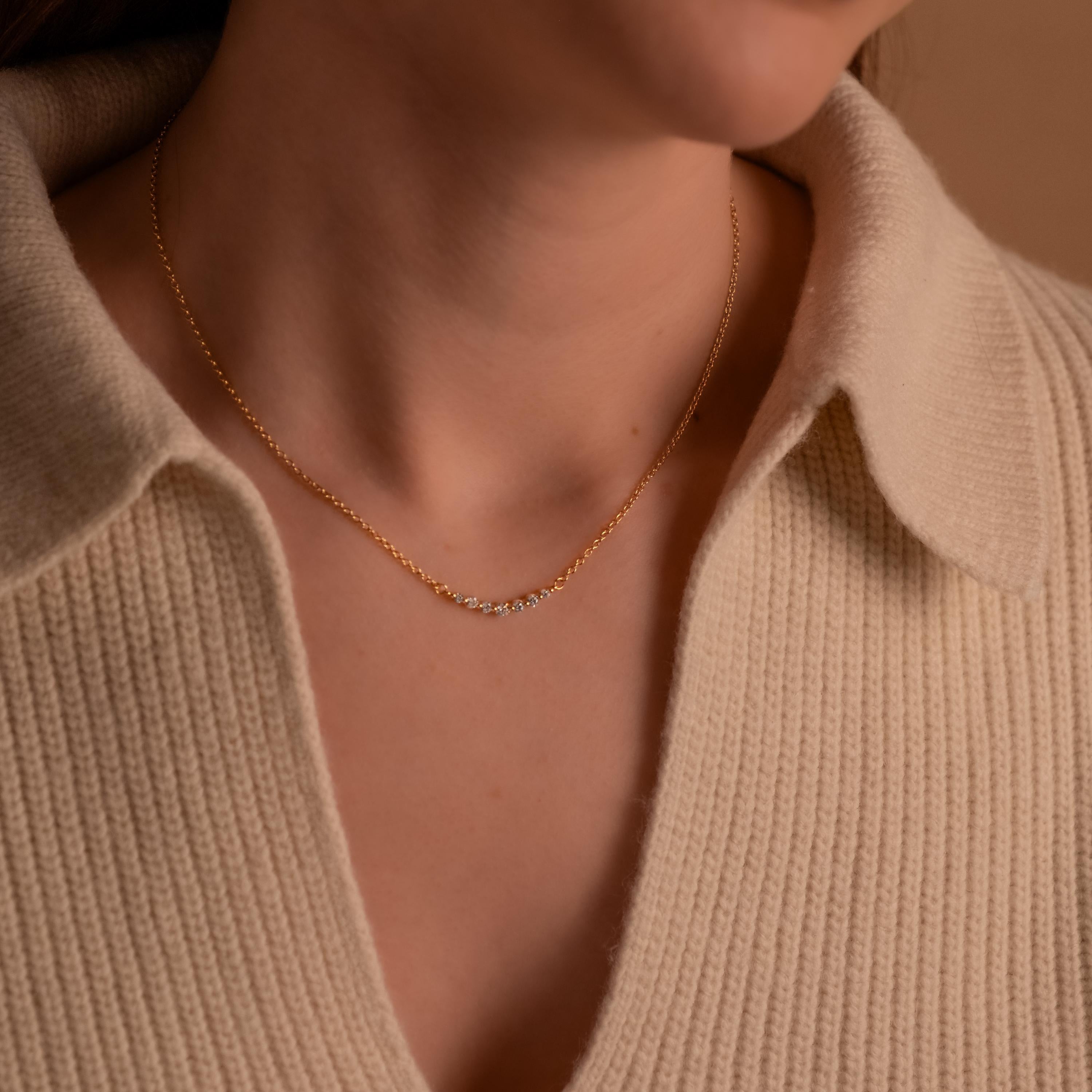 Glima Diamond Bar Necklace – Dainty Multi-Stone Pendant, Elegant Gift for Her