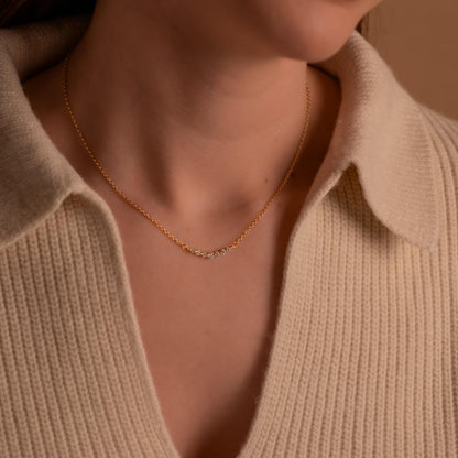 Glima Diamond Bar Necklace – Dainty Multi-Stone Pendant, Elegant Gift for Her