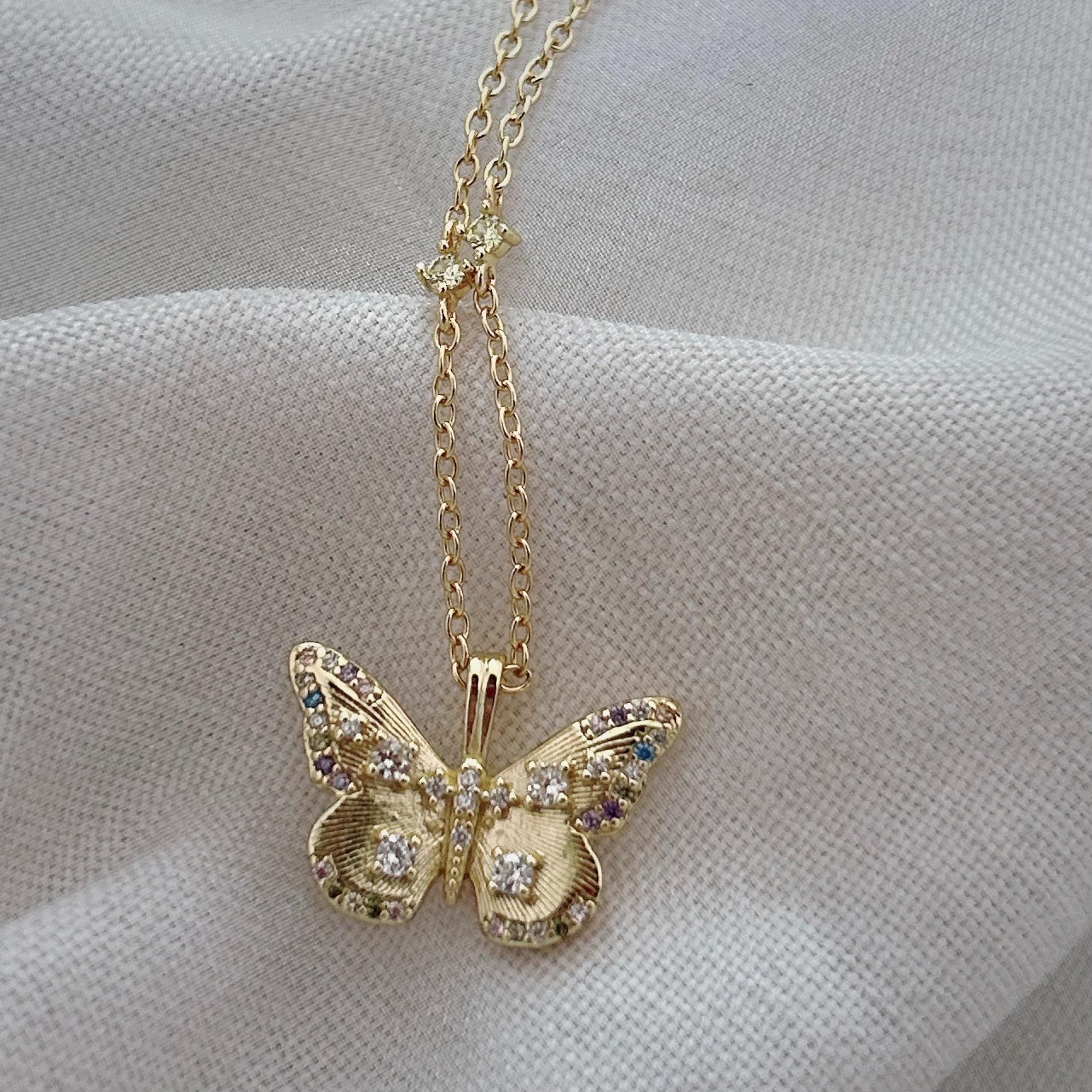 Elegant Butterfly Necklace: Gold Plated, Perfect for Women.