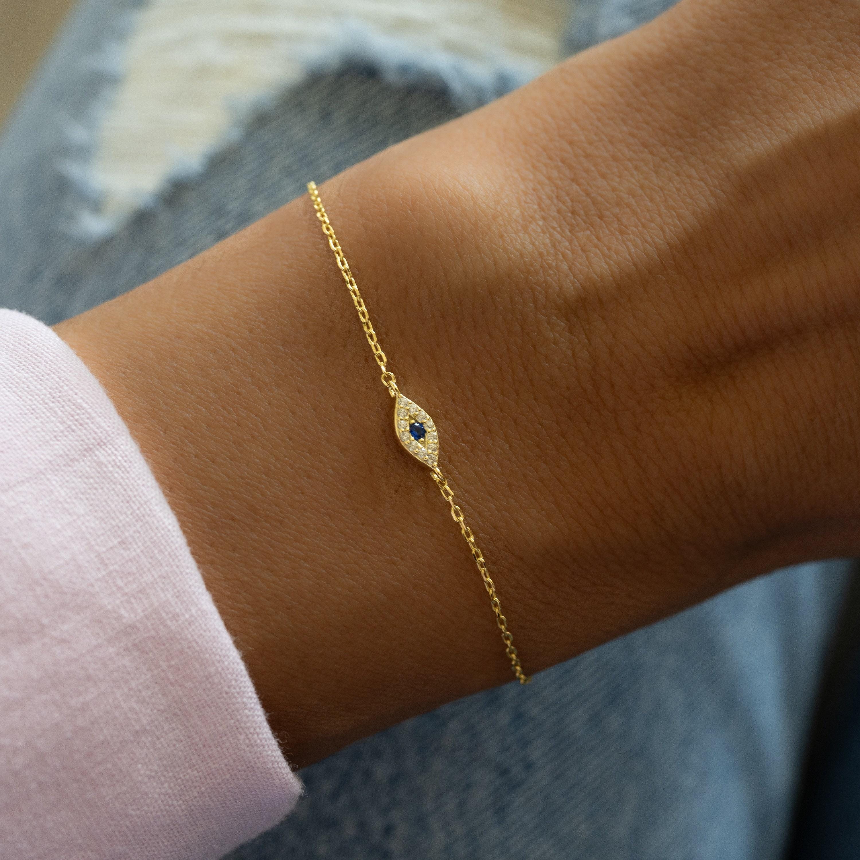 Glima Evil Eye Bracelet – Dainty Adjustable Protection Charm for Her