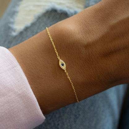 Glima Evil Eye Bracelet – Dainty Adjustable Protection Charm for Her