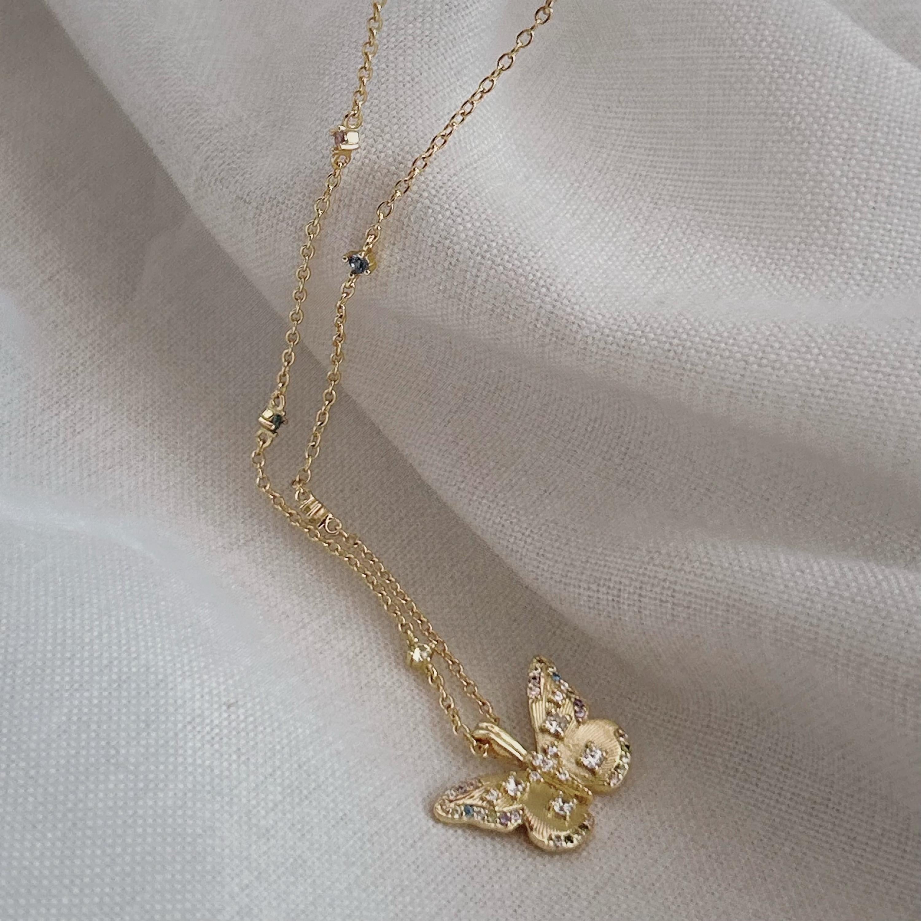 Elegant Butterfly Necklace: Gold Plated, Perfect for Women.