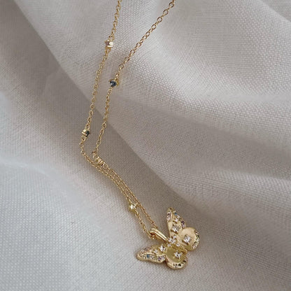 Elegant Butterfly Necklace: Gold Plated, Perfect for Women.