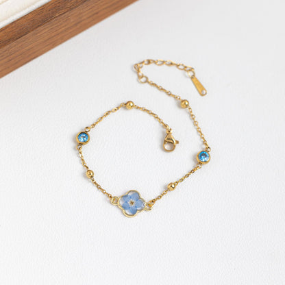 Glima Custom Birthstone Flower Bracelet – Forget Me Not & Baby’s Breath Gift