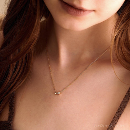 Glima Double Heart Gold Necklace – Dainty 14K Pendant for Women & Moms