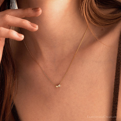 Glima Double Heart Gold Necklace – Dainty 14K Pendant for Women & Moms
