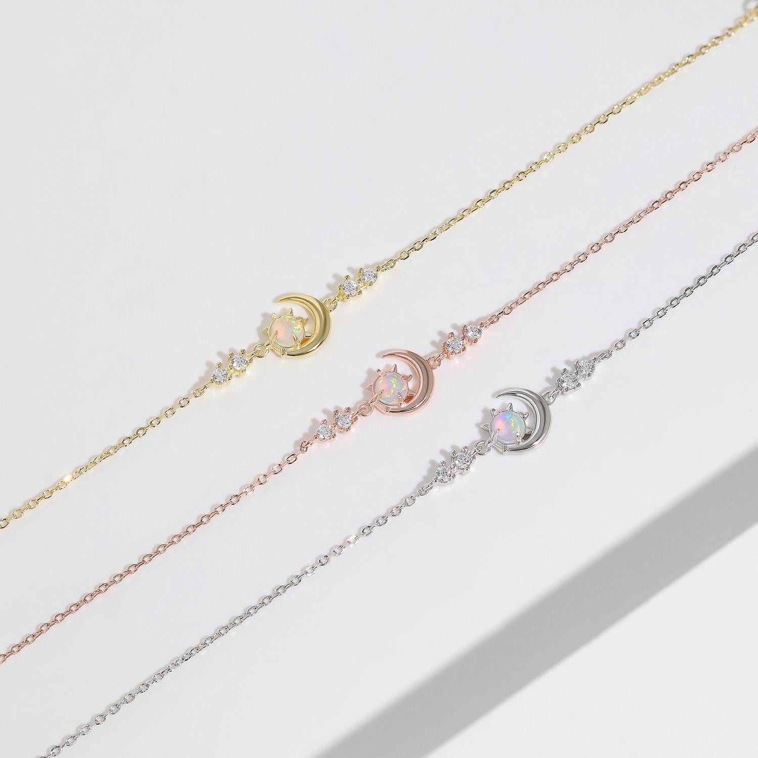 Glima Moon Sun Star Bracelet – Dainty S925 Silver CZ Celestial Gift