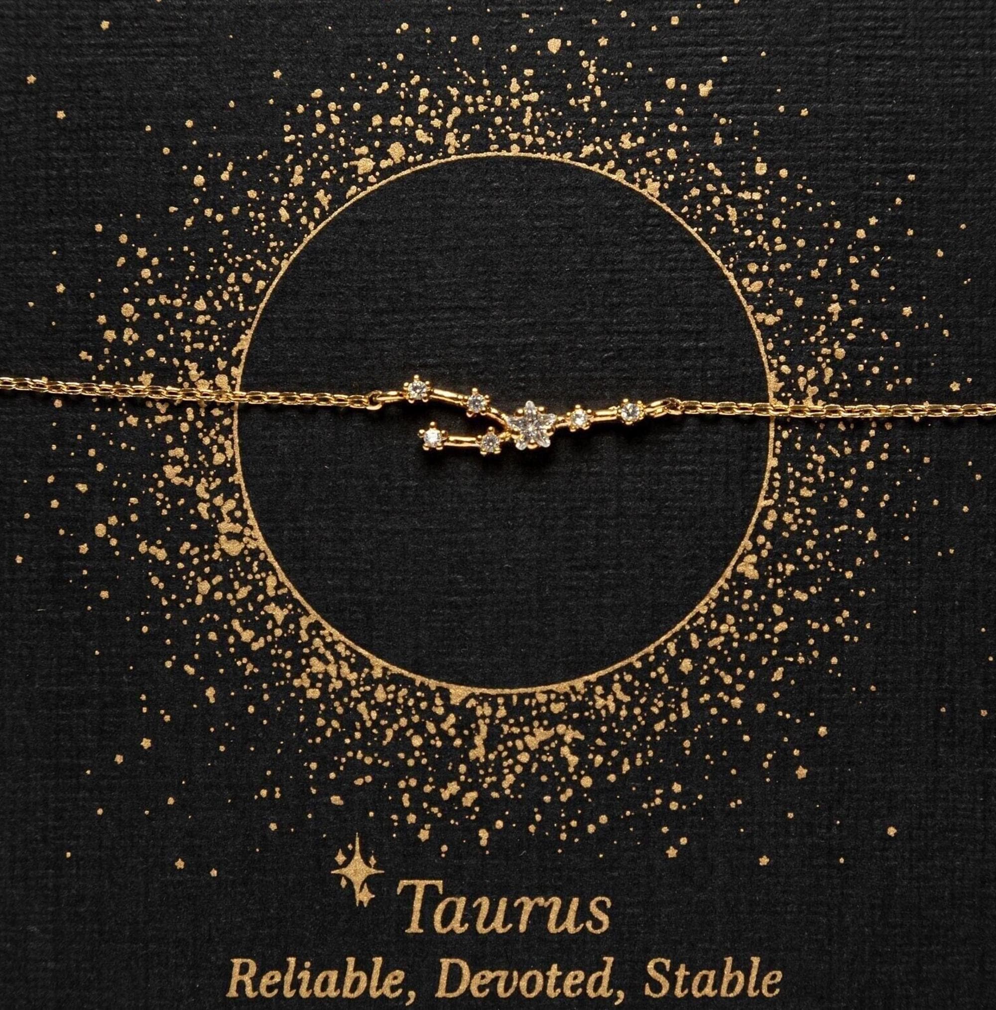 Glima Taurus Zodiac Bracelet – Dainty Constellation Charm with Zircon