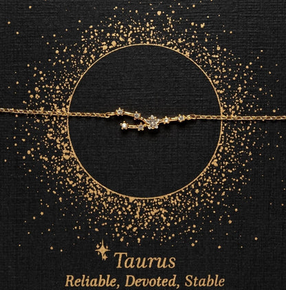 Glima Taurus Zodiac Bracelet – Dainty Constellation Charm with Zircon