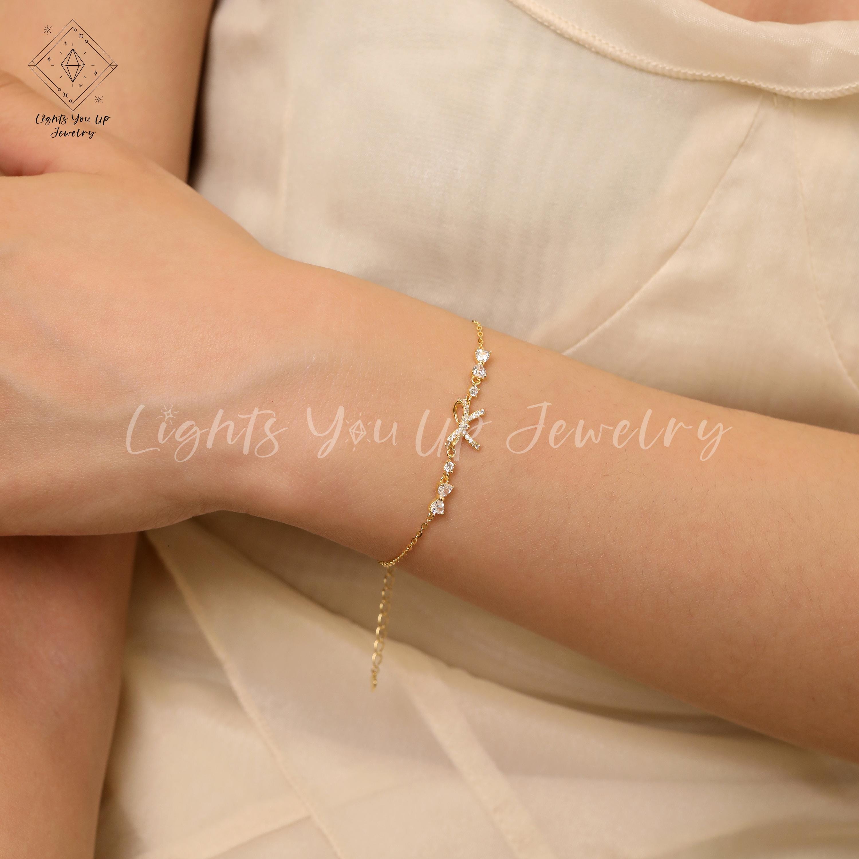 Glima Ribbon Knot Bracelet – Dainty S925 Silver & Gold with Diamond Bling
