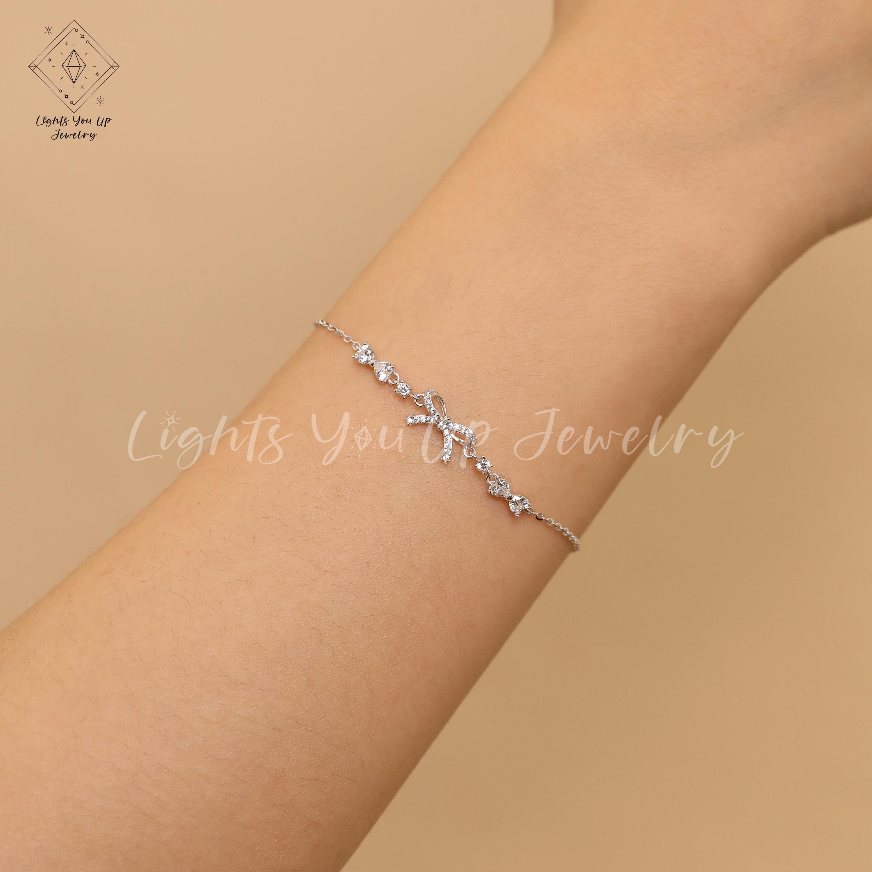 Glima Ribbon Knot Bracelet – Dainty S925 Silver & Gold with Diamond Bling
