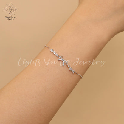 Glima Ribbon Knot Bracelet – Dainty S925 Silver & Gold with Diamond Bling