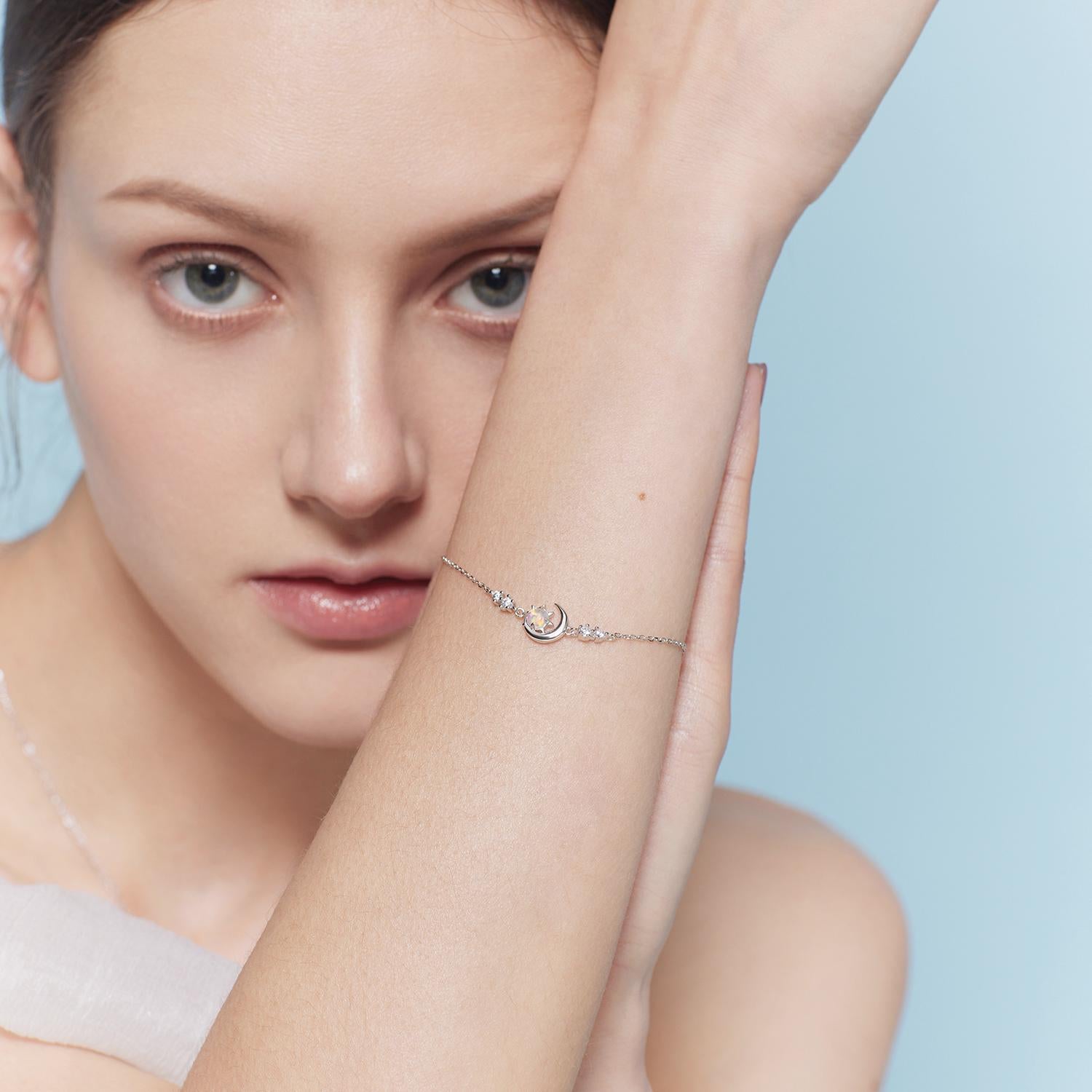 Glima Moon Sun Star Bracelet – Dainty S925 Silver CZ Celestial Gift