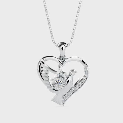 Duplet Heart Diamond Pendant-Silver