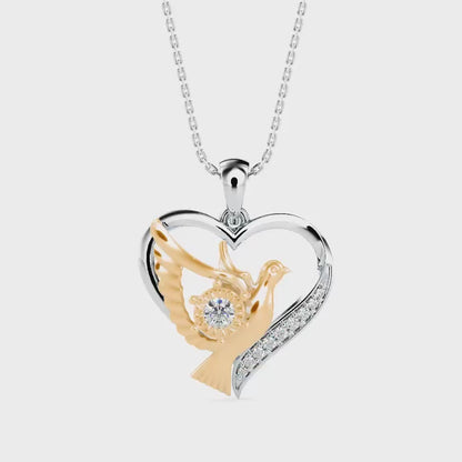 Duplet Heart Diamond Pendant-Golden
