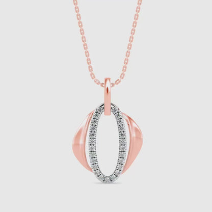 Ovate Charm Diamond Pendant-Rose Gold