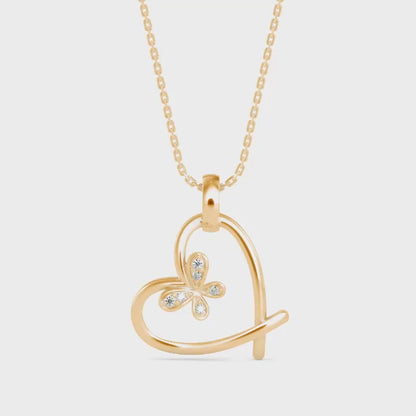 Cosmic Heart Diamond Pendant-Golden