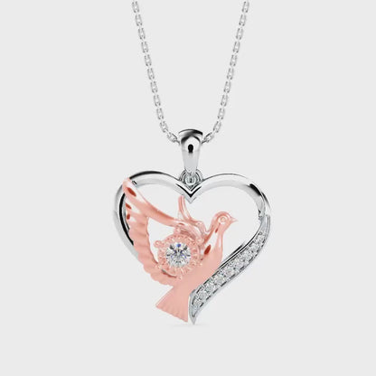 Duplet Heart Diamond Pendant-Rose Gold