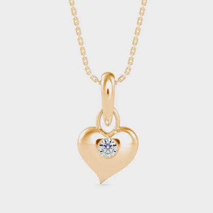 Heart Diamond Charm Pendant- Golden
