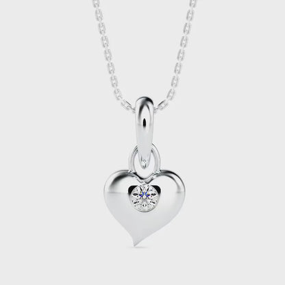 Heart Diamond Charm Pendant-Silver