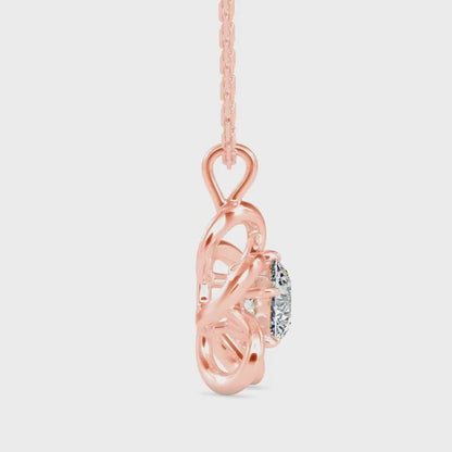 Adella Solitaire Diamond Pendant-Rose Gold