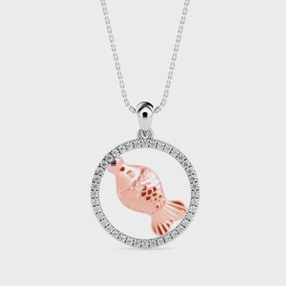 Squirtle Diamond Charm Pendant-Rose Gold