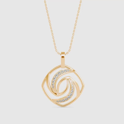 Slant Diamond Pendant- Golden
