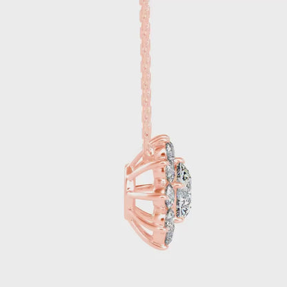 Burnt Solitaire Diamond Pendant-Rose Gold