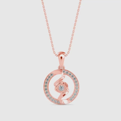 Elliptic Spiral Diamond Pendant-Rose Gold