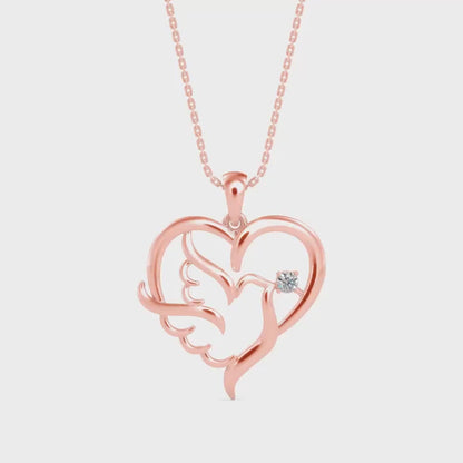 Glider Heart Diamond Pendant-Rose Gold