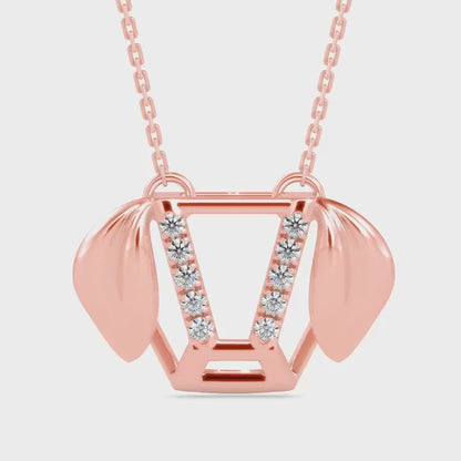 Diner Diamond Charm Pendant-Rose Gold