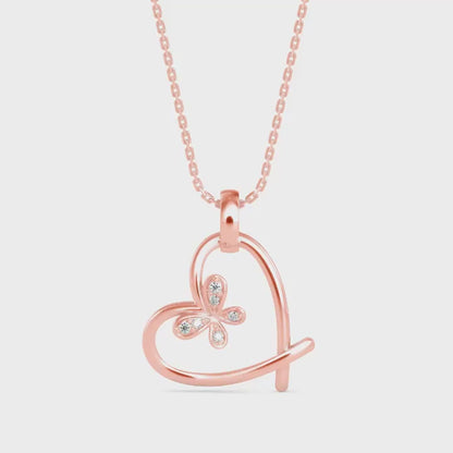 Cosmic Heart Diamond Pendant-Rose Gold