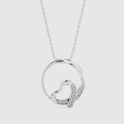 Girdle Heart Diamond Pendant-Silver