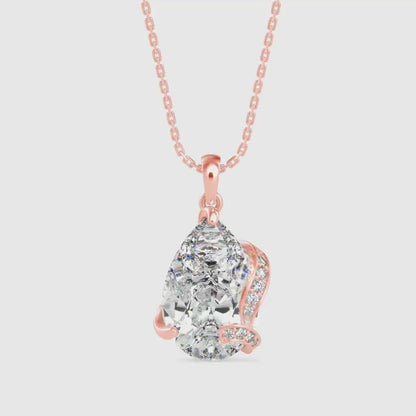Foxy Pear Diamond Pendant-Rose Gold
