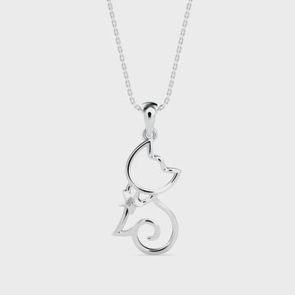 Lotus Light Diamond Pendant-Silver