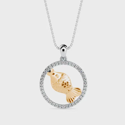 Squirtle Diamond Charm Pendant-Golden