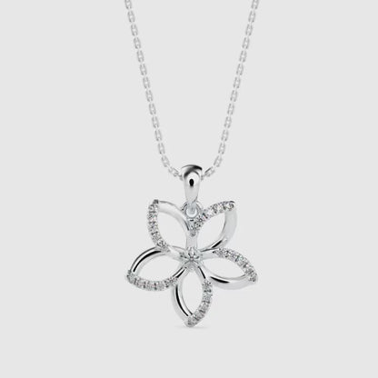Diamond Floret Charm Pendant-Silver