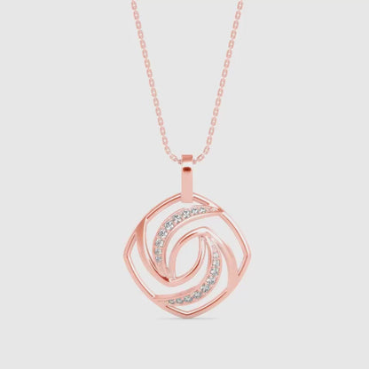 Slant Diamond Pendant-Rose Gold