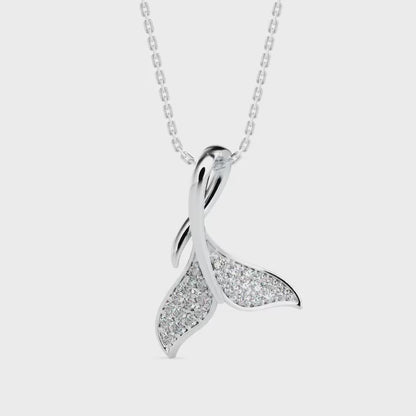 Diamond Fin Charm Pendant-Silver