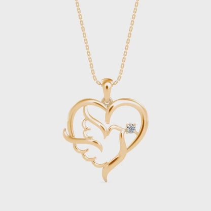 Glider Heart Diamond Pendant-Golden