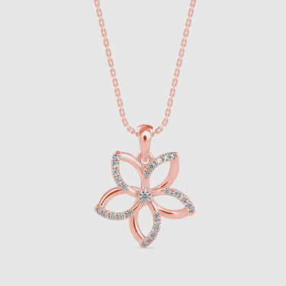 Diamond Floret Charm Pendant-Rose Gold