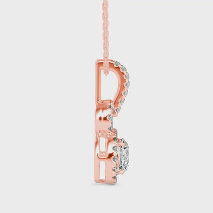 Percy Solitaire Diamond Pendant-Rose Gold